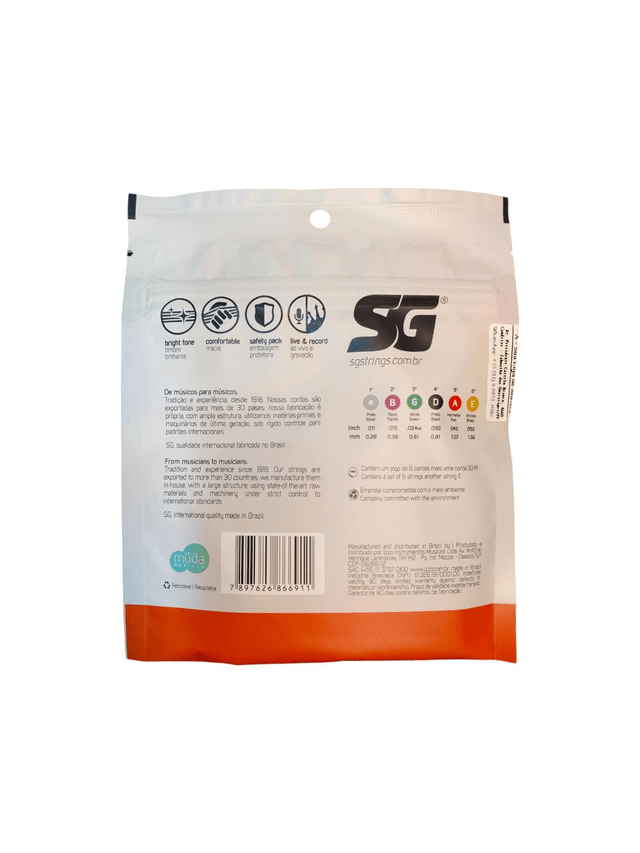 715 - Encordoamento Cordas Violão Aço 0.11 Phosphor Bronze SG Strings 
