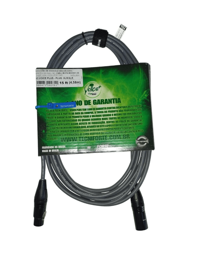 Cabo Microfone Voice Plus XLR XLR 4.58m Tecniforte Cód. 1154