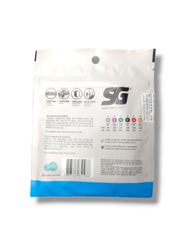 079 - Encordoamento Cordas Guitarra 0.10 SG Strings 