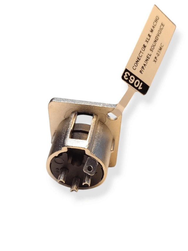 1063 - Conector XLR macho 3 polos p/painel XP03-MC Soundvoice 
