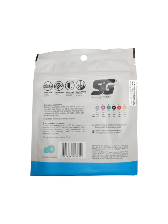 064 - Encordoamento Cordas Guitarra 0.09 SG Strings 