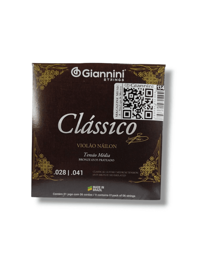134 - Encordoamento Cordas Violão Nylon Tensão Média Clássico Giannini GENWPM