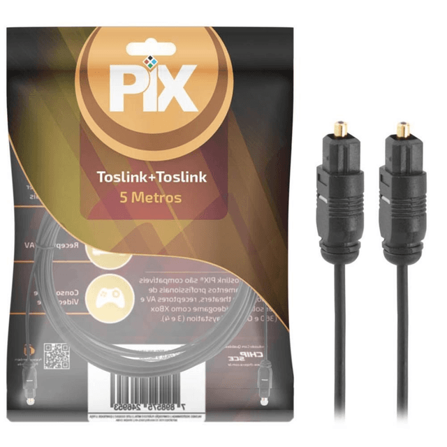 Cabo Óptico Professional Toslink 5mt PIX Cód 396