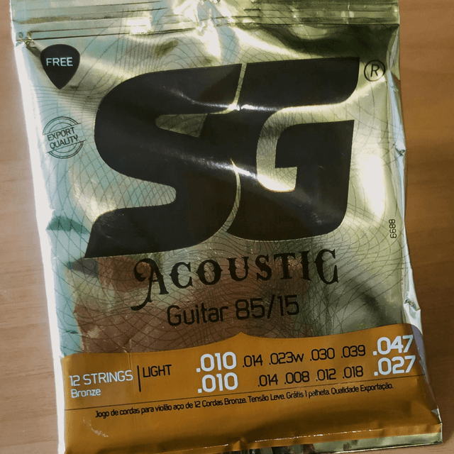 Encordoamento Violão 010 Aço 12 Cordas SG Strings 101